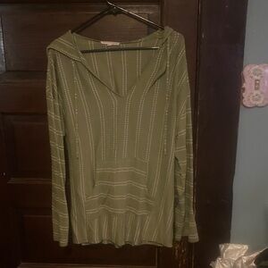 Olive Striped Women's Hoodie. Soft, groovy vibe